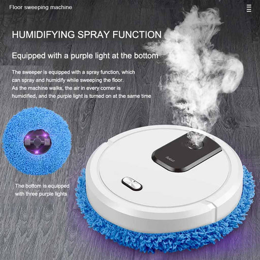 Humidifying Spray Function on robotic mop cleaner. 