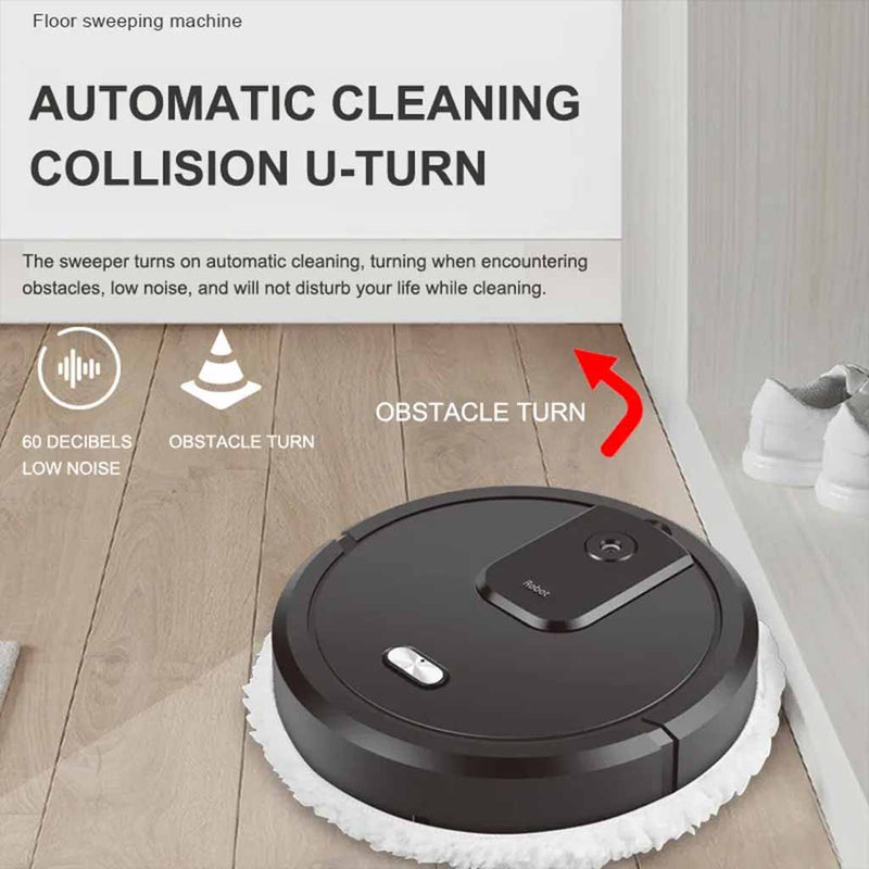 Load image into Gallery viewer, Automatic Cleaning Collision U-Turn, the sweeper turns on automatically cleaning, turning when encountering obstacles, low noise and will not disturb your life while cleaning.  
